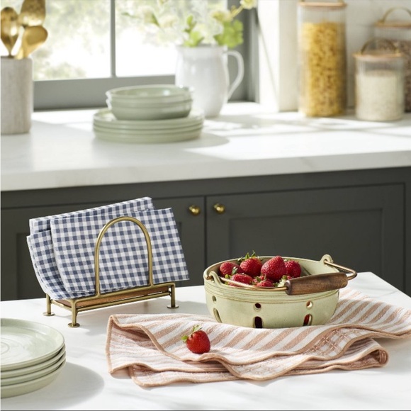 Hearth & Hand Other - ✨Sold Out✨Stoneware Berry Bowl with Wooden Carry Handle Green  Hearth & Hand NWT